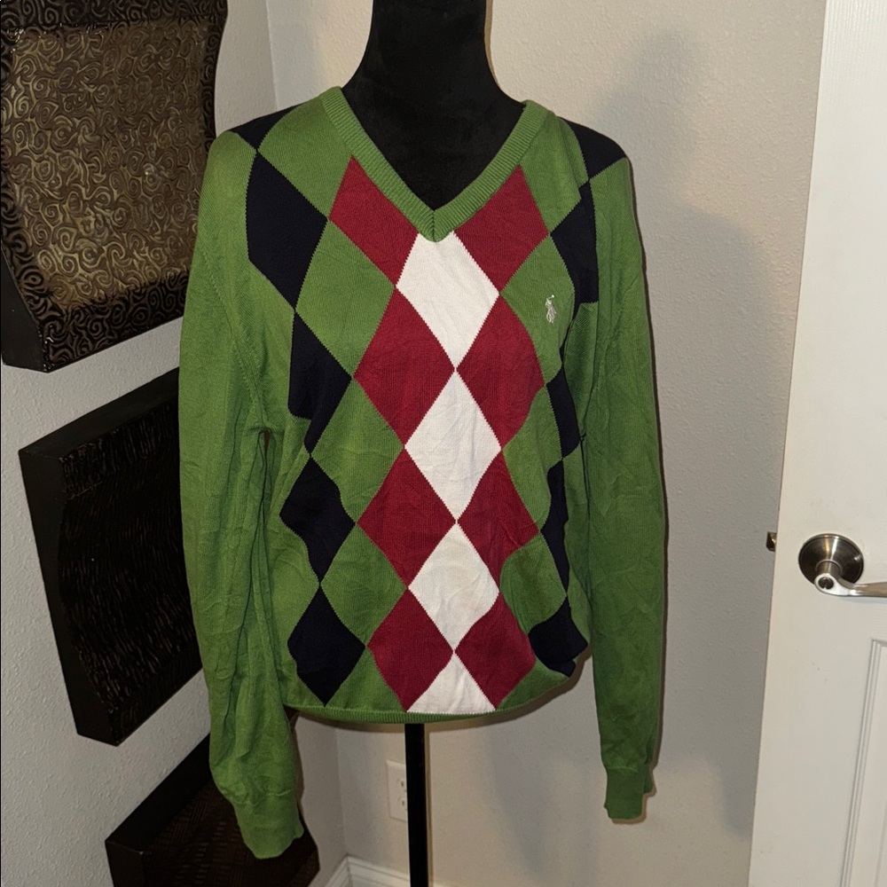 Polo by Ralph Lauren Green Argyle Crewneck Sweater